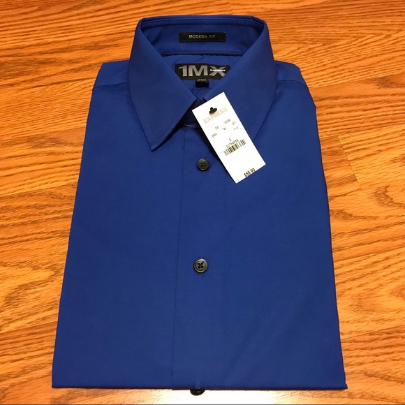 Express Other - Express 1MX Modern Fit Dress Shirt Blue Small